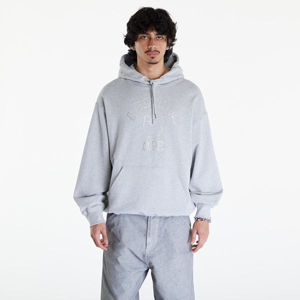 A BATHING APE A BATHING APE Rhinestone College Pullover Hoodie Gray