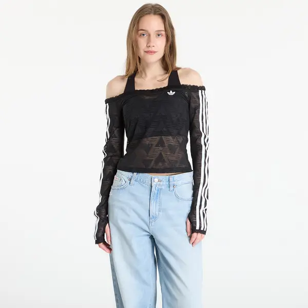 adidas Originals adidas Lace Bardot Long-Sleeve Top Black XS