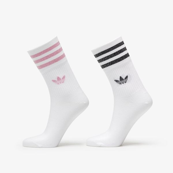 adidas Originals adidas Mid-Cut Glitter Crew Socks 2-Pack White/ Bliss Pink/ Black S