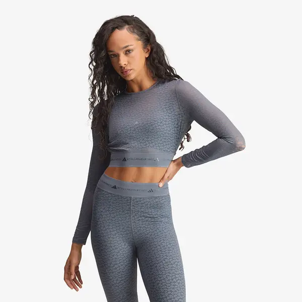 adidas Performance adidas x Stella McCartney Asmc Longsleeve Lace Crop Top Onix L