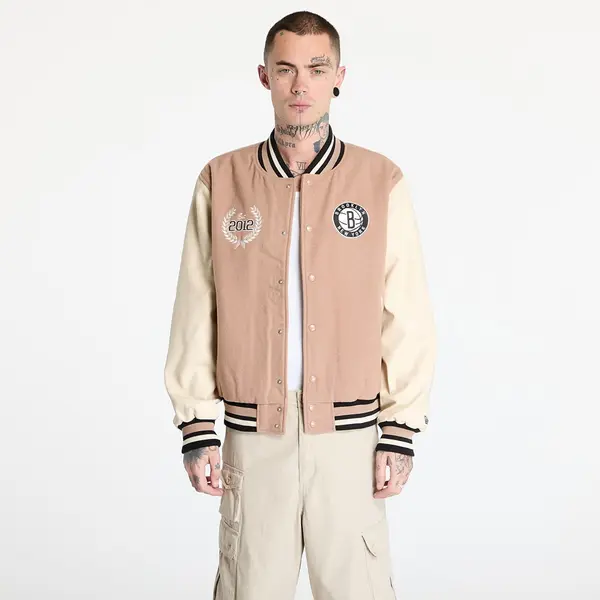 New Era Bomber New Era Brooklyn Nets NBA Lifestyle Beige Varsity Jacket UNISEX Beige S