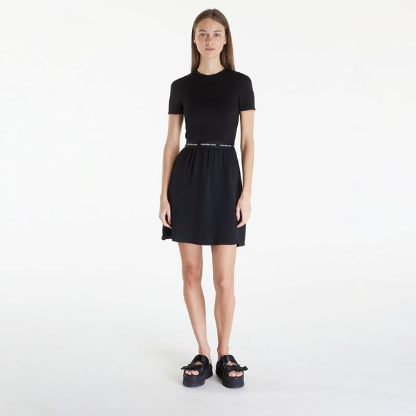 Calvin Klein Calvin Klein Jeans Logo Elastic Short Sleeve Dress Black