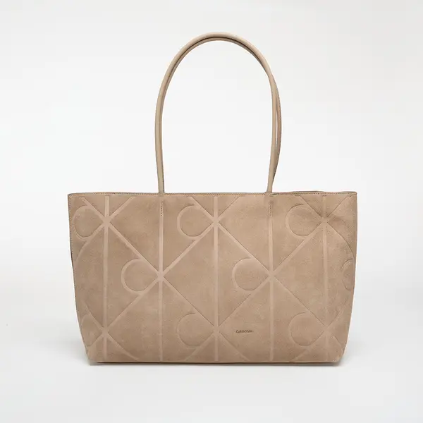Calvin Klein Чанта Calvin Klein Emblem Aop Embossed Suede Tote Beige Universal