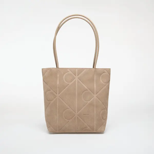 Calvin Klein Чанта Calvin Klein Emblem Aop Suede Small Tote Desert Taupe Universal