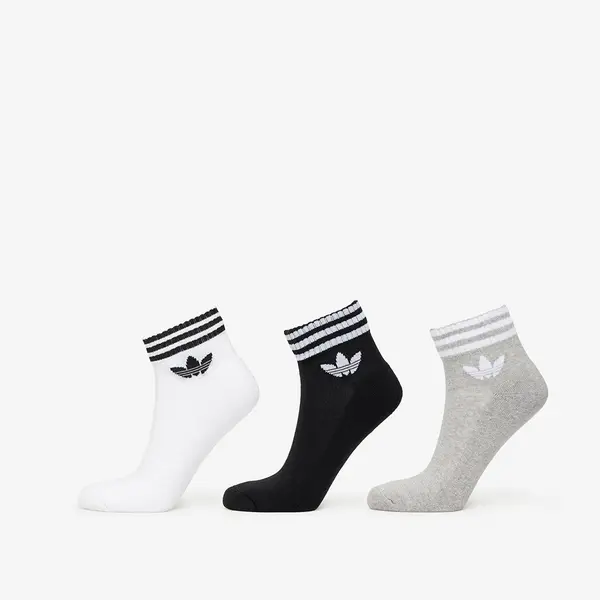adidas Originals Чорапи adidas 3-Stripes Ankle Socks 3-Pack White/ Medium Grey Heather/ Black S