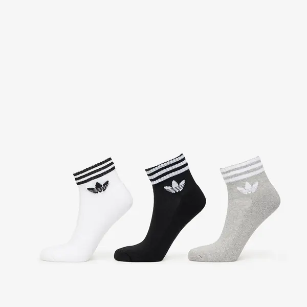 adidas Originals Чорапи adidas 3-Stripes Ankle Socks 3-Pack White/ Medium Grey Heather/ Black XL
