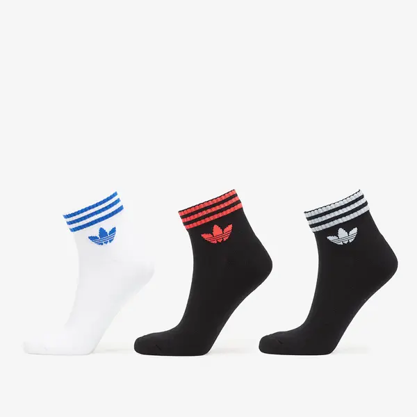 adidas Originals Чорапи adidas 3-Stripes Ankle Socks 3 Pairs Black/ White/ Lucid Red M