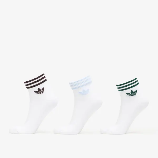 adidas Originals Чорапи adidas 3-Stripes Ankle Socks 3 Pairs White/ Aurora Coffee/ Crystal Sky- Collegiate Green M