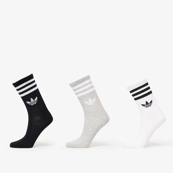 adidas Originals Чорапи adidas 3-Stripes Crew Socks 3-Pack White/ Grey/ Black L