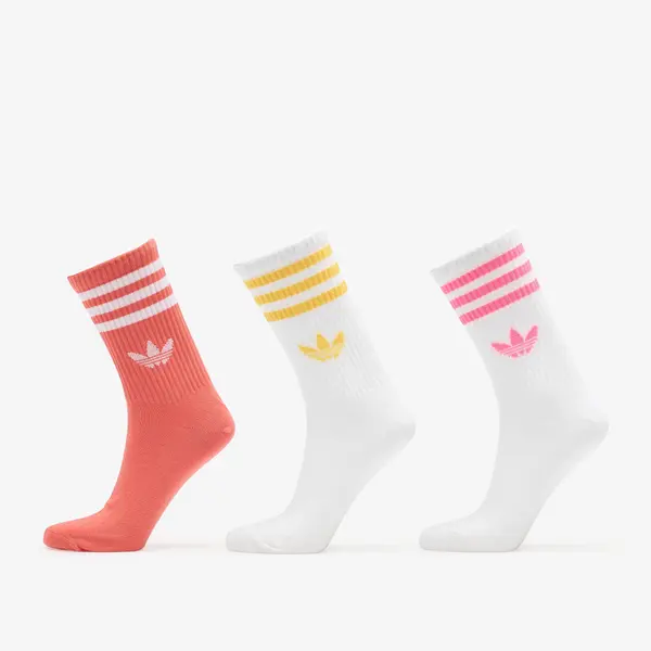 adidas Originals Чорапи adidas 3-Stripes Crew Socks 3-Pack White/ Lucid Pink/ Preloved Scarlet S