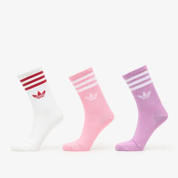 adidas Originals Чорапи adidas 3-Stripes Crew Socks 3 Pairs Preloved Purple/ Bliss Pink/ White M