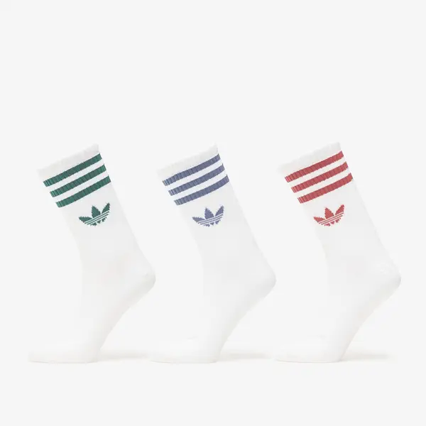 adidas Originals Чорапи adidas 3-Stripes Crew Socks 3 Pairs White/ Preloved Ruby/ Preloved Ink- Collegiate Green L