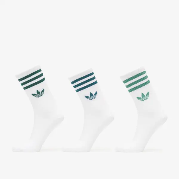 adidas Originals Чорапи adidas 3 Stripes Crew Socks 3 Pairs White/ Rich Green/ Collegiate Green M