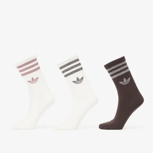 adidas Originals Чорапи adidas 3 Stripes Glitter Crew Socks 3-Pack Off White/ Aurora Coffee L