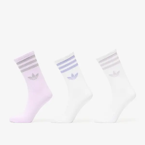 adidas Originals Чорапи adidas 3 Stripes Glitter Crew Socks 3-Pack White/ Ice Lavender S