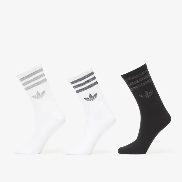 adidas Originals Чорапи adidas 3 Stripes Glitter Crew Socks 3-Pack White/ Silver Met./ Black M