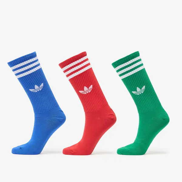 adidas Originals Чорапи adidas 3-Stripes High Crew Socks 3 Pairs Blue/ Better Scarlet/ Green L