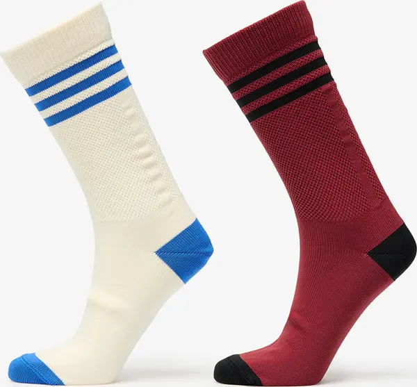 adidas Originals Чорапи adidas 3 Stripes Textured Crew Socks 2-Pack Cream White/ Preloved Ruby M