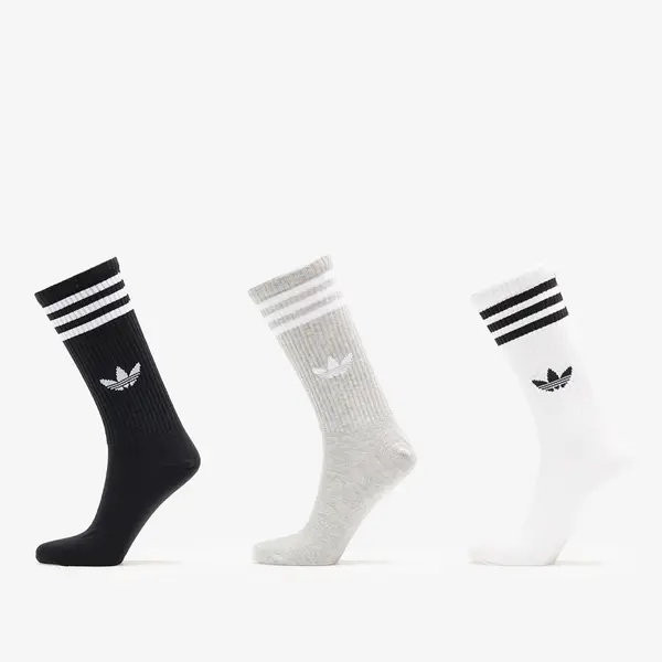 adidas Originals Чорапи adidas 3S High Crew Socks 3-Pack White/ Medium Grey Heather/ Black M