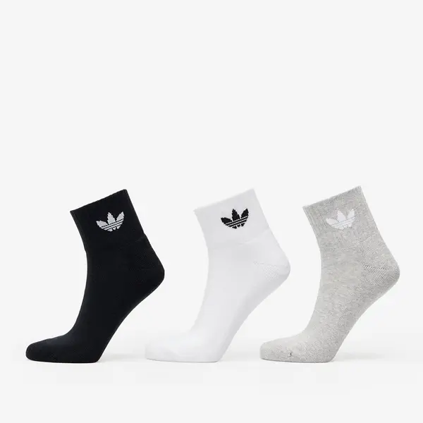 adidas Originals Чорапи adidas Mid Ankle Sock 3-Pack White/ Medium Grey Heather/ Black M