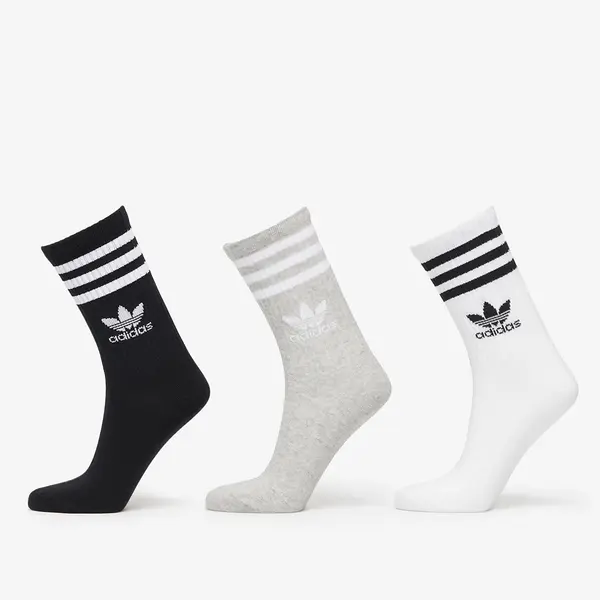 adidas Originals Чорапи adidas Mid Cut Crew Socks 3-Pack White/ Medium Grey Heather/ Black XL