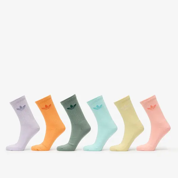 adidas Originals Чорапи adidas Trefoil Crew Cushion Socks 6-Pack Silver Green/ Glow Pink/ Powder Yellow S