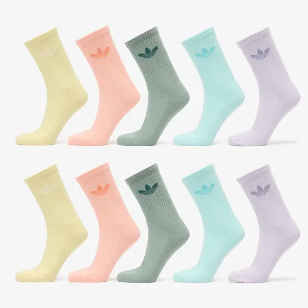 adidas Originals Чорапи adidas Trefoil Crew Socks 10-Pack Silver Green/ Glow Pink/ Semi Flash Aqua XL