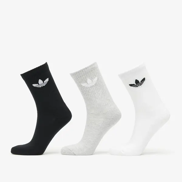 adidas Originals Чорапи adidas Trefoil Cushion Crew Sock 3-Pack White/ Medium Grey Heather/ Black XL