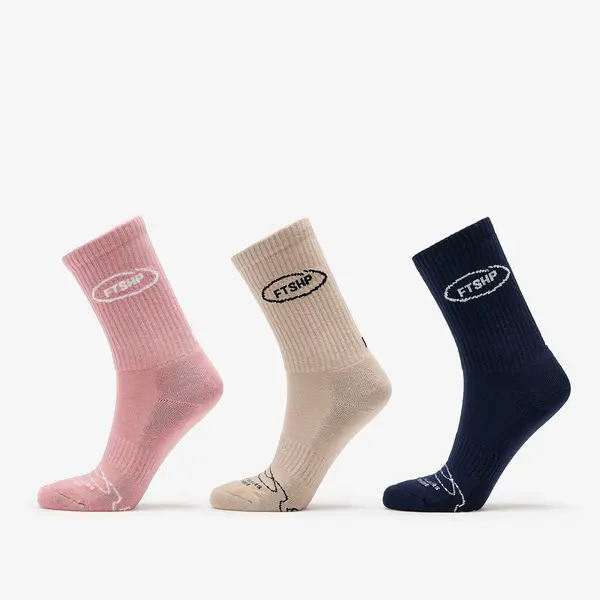 FTSHP Чорапи Footshop Basic Crew Socks 3-Pack Navy/ Acru/ Pink 39-42