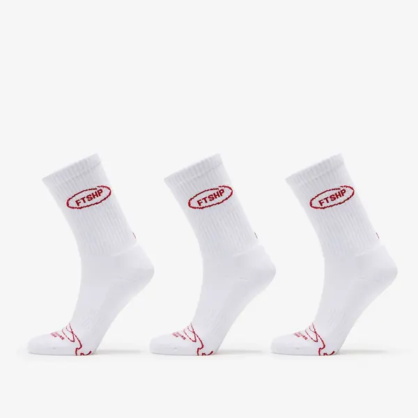 FTSHP Чорапи Footshop Basic Crew Socks 3-Pack White (Red Logo) 43-46