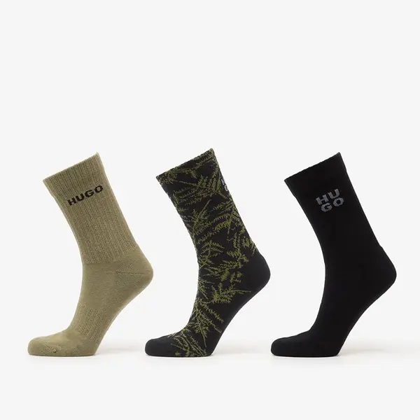 Hugo Boss Чорапи Hugo Boss Qs Rib Fern Socks 3-Pack Black 40-46
