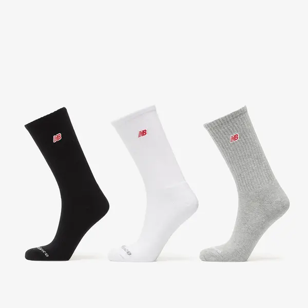 New Balance Чорапи New Balance Red Patch Logo Crew Socks 3-Pack Black/ White/ Grey M