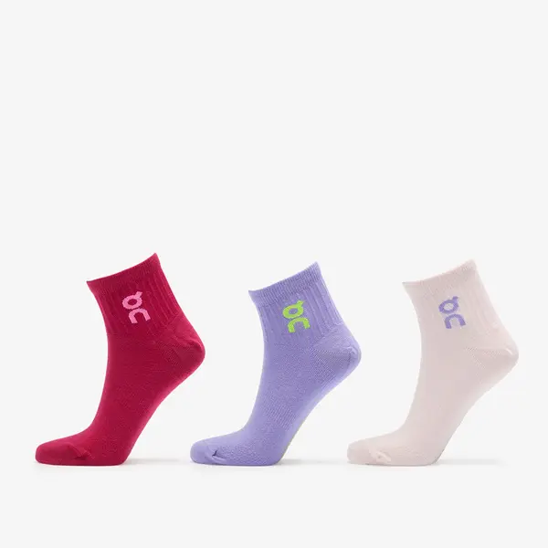 On Чорапи On Logo Sock Mid 3-Pack Orchid/ Comet L