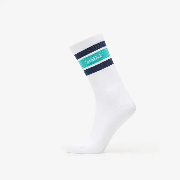 Sporty & Rich Чорапи Sporty & Rich Serif Logo Socks White/ Spring Green/ Light Navy Universal
