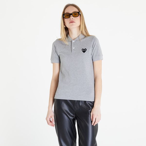 Comme des Garçons PLAY Comme des Garçons PLAY Heart Logo Polo Short Sleeve Tee Grey