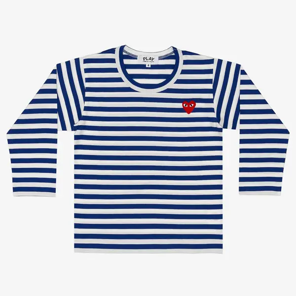 Comme des Garçons PLAY Comme des Garçons PLAY Kids Red Emblem Knit T-Shirt Blue 4