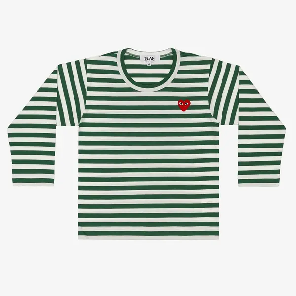 Comme des Garçons PLAY Comme des Garçons PLAY Kids Red Emblem Knit T-Shirt Green 4