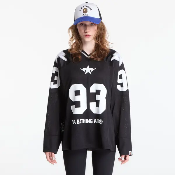 A BATHING APE Джърси A Bathing Ape Line Camo Multi Logo Cropped Fit Football Jersey UNISEX Black L