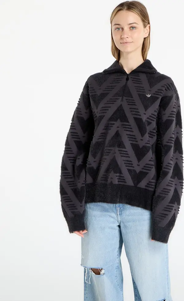 adidas Originals Джърси adidas Knitted Half-Zip Sweater Black XS