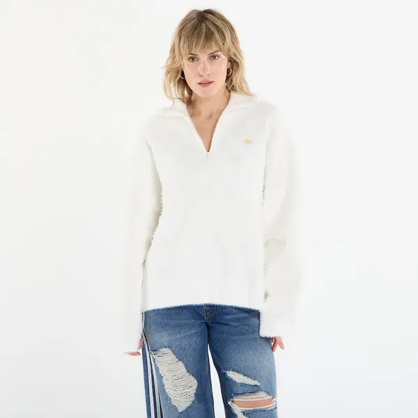 adidas Originals Джърси adidas Knitted Half-Zip Sweater Off White M