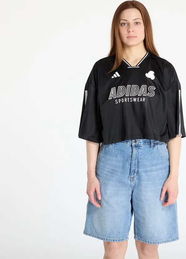 adidas Performance Джърси adidas Tiro Cut 3 Stripes Oversized Mesh Jersey Black/ White M