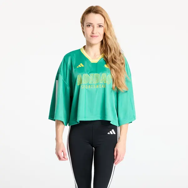 adidas Performance Джърси adidas Tiro Cut 3 Stripes Oversized Mesh Jersey Semi Court Green/ Black/ Pure Sulfur L