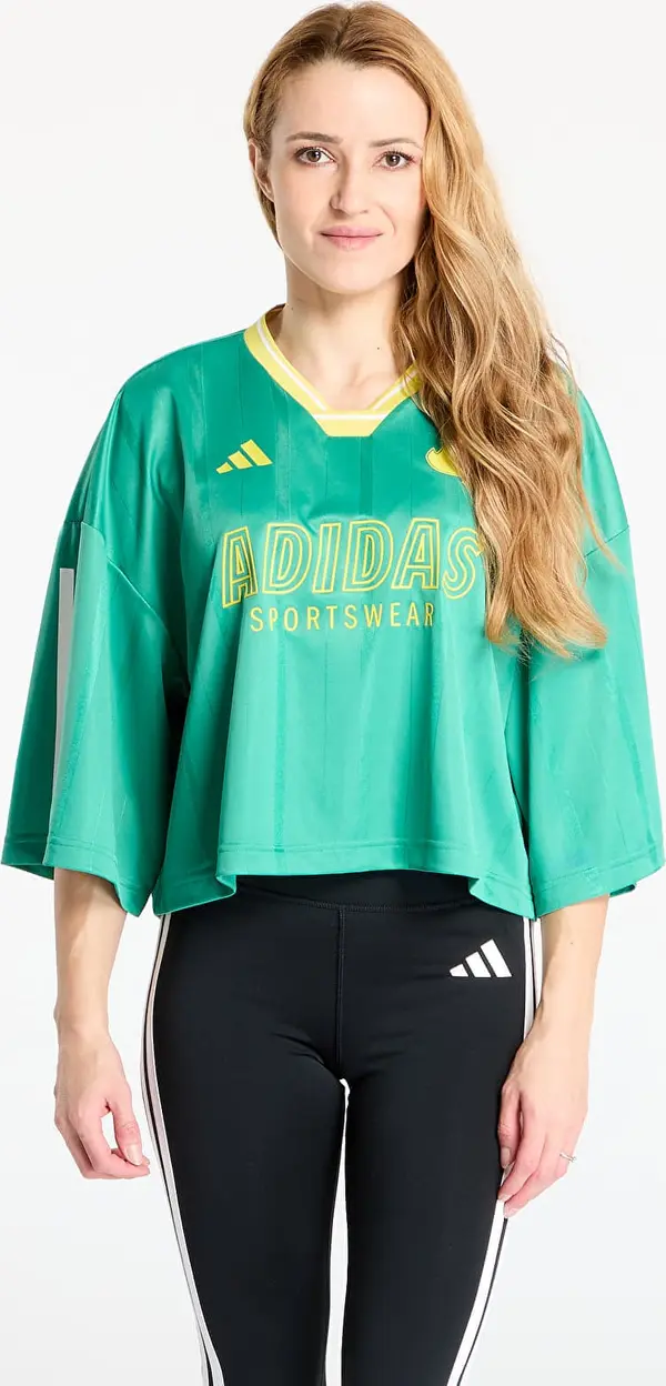 Adidas Джърси adidas Tiro Cut 3 Stripes Oversized Mesh Jersey Semi Court Green/ Black/ Pure Sulfur L