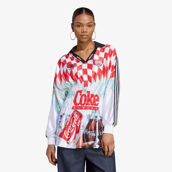 adidas Originals Джърси adidas x Coca Cola Mash Up Smocked Jersey White/ Multicolor XS