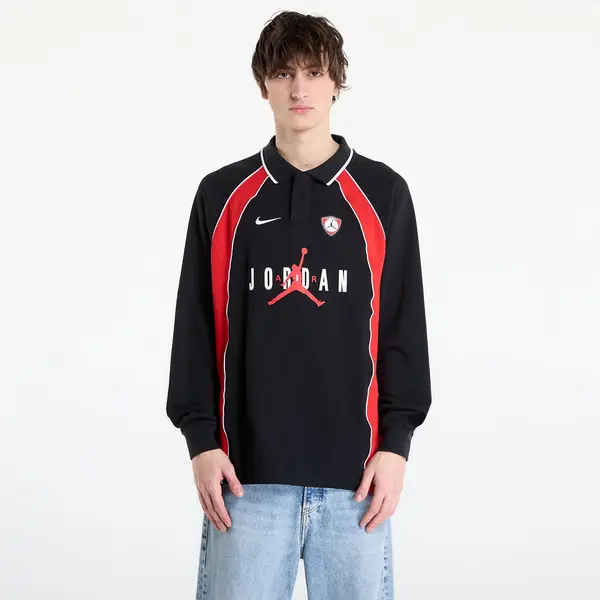 Jordan Джърси Jordan Flight Men's Long-Sleeve Polo Jersey Black/ University Red/ University Red XL