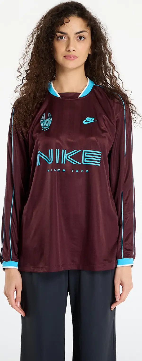 Nike Джърси Nike Sportswear Women's Long-Sleeve Jersey Top Burgundy Crush/ Baltic Blue XS