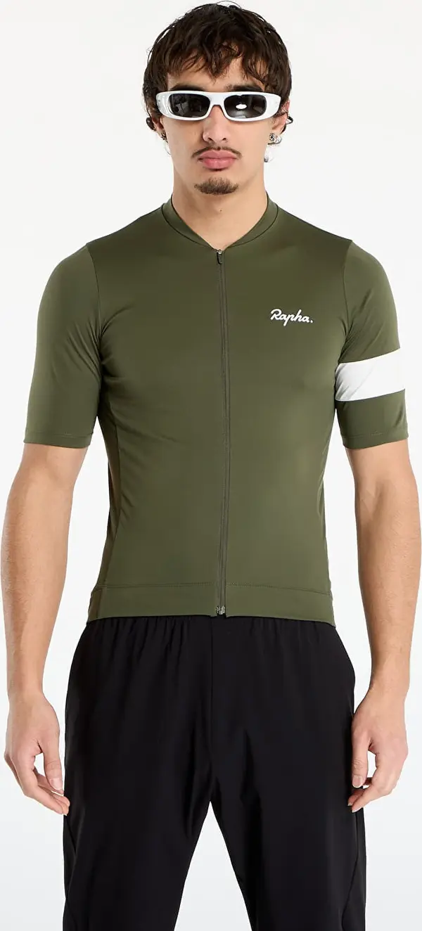 Rapha Джърси Rapha Men's Core Jersey Dark Green/ White M