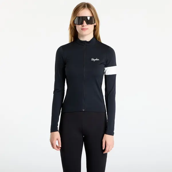 Rapha Джърси Rapha Women's Core Thermal Long Sleeve Jersey Black/ White XS
