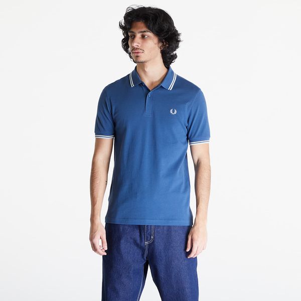FRED PERRY FRED PERRY Twin Tipped Polo Short Sleeve Tee Midnight Blue/ Ecru/ Light Ice