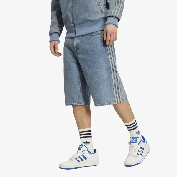adidas Originals Къси панталони adidas Firebird Adicolor Denim Jorts Mid-rise Straight Leg Worn Blue Denim 32